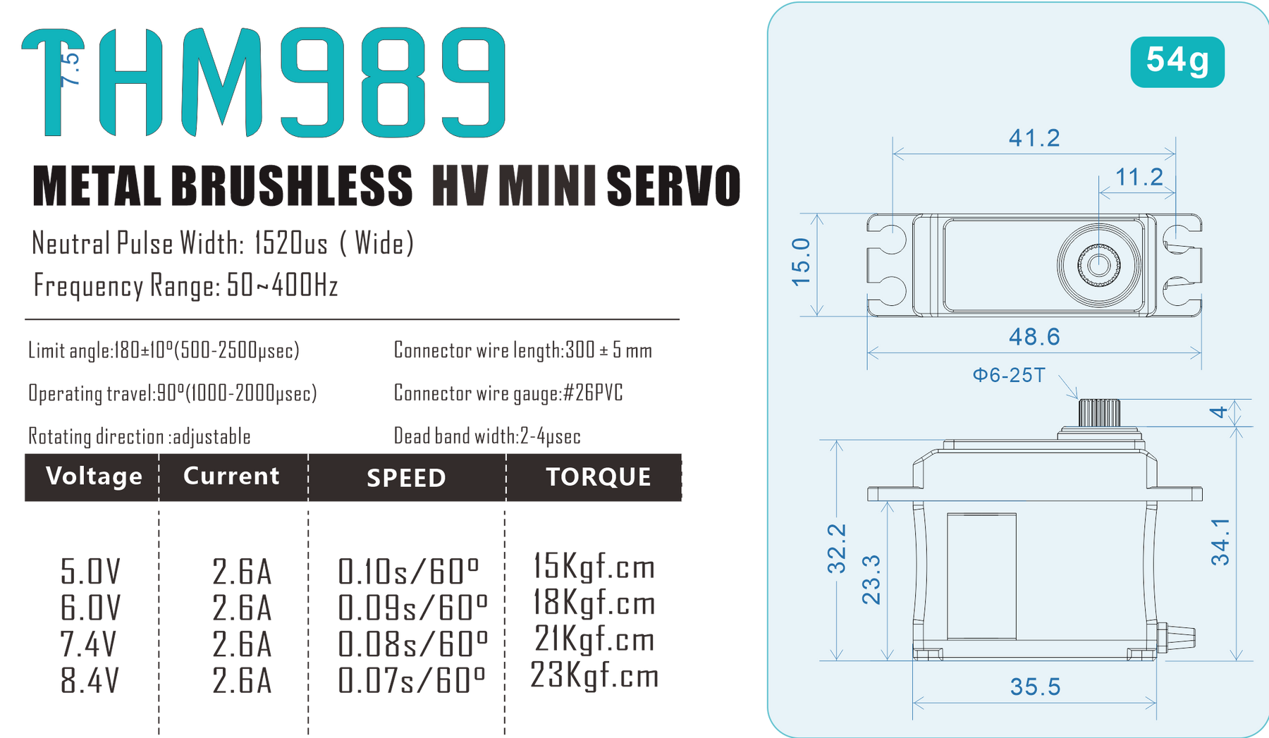 THETA THM989 HV High Torque Mini Brushless Servo