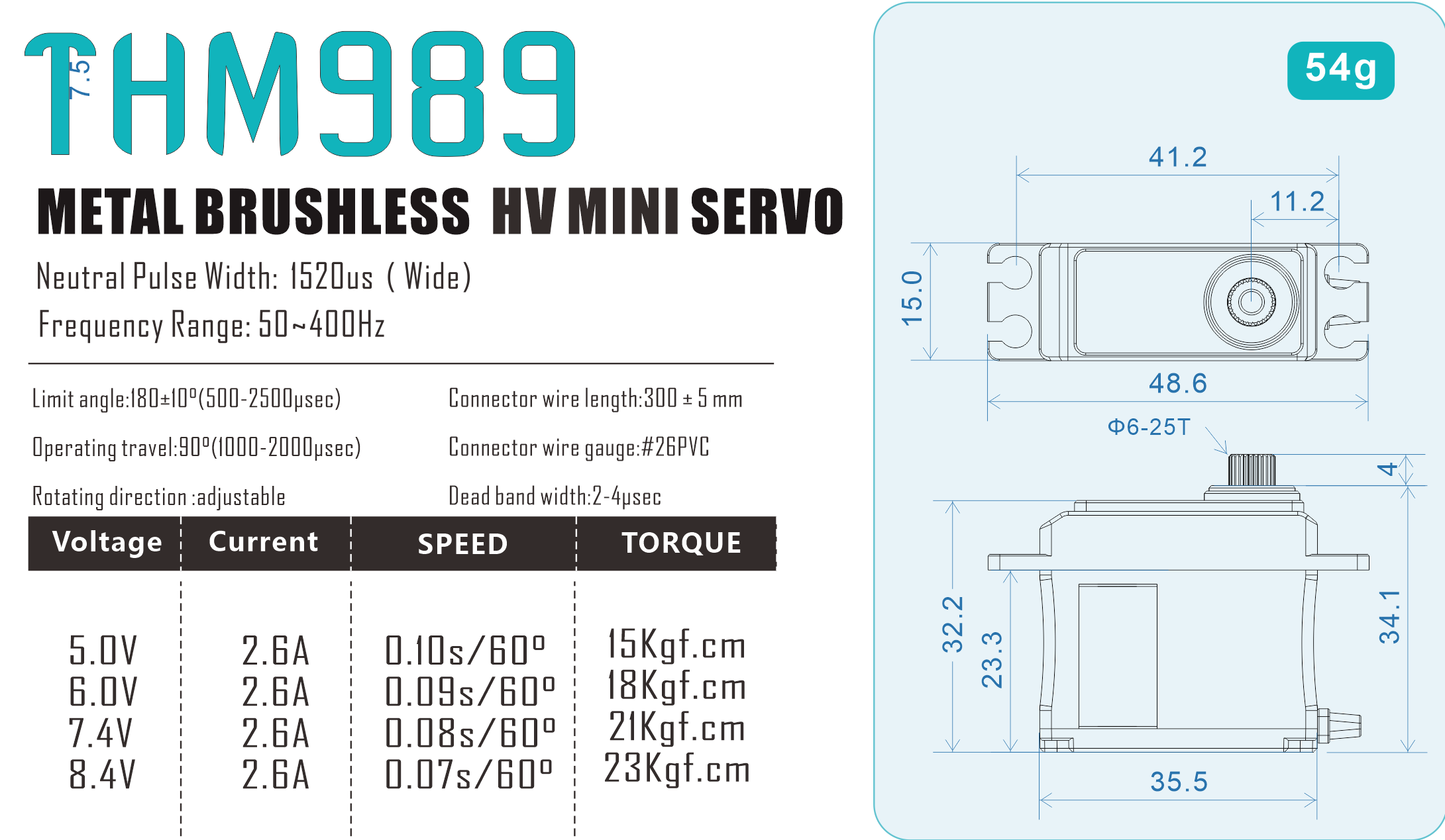 THETA THM989 HV High Torque Mini Brushless Servo